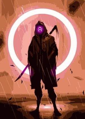 Rain-Kissed Ronin: Japanese Samurai Anime Art - Premium Wooden Framed Poster. Ready to Hang.