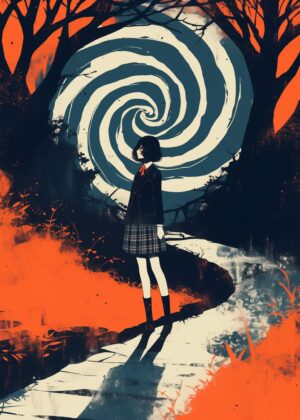Spiral Descent: A Journey into the Unknown - Premium Wooden Framed Poster. Ready to Hang.