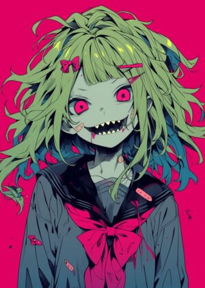 Anime Monster Girl: Spooky Cute - Premium Wooden Framed Poster. Ready to Hang.
