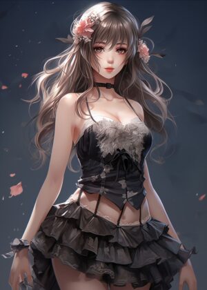 Anime Girl No5: Elegant Fantasy Art Print - Premium Wooden Framed Poster. Ready to Hang.