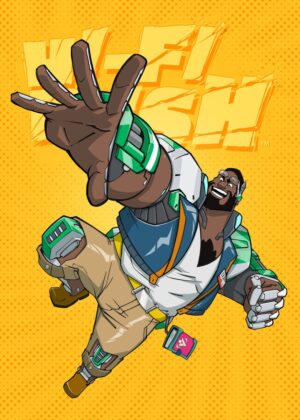 Vibrant Pop Art Character Illustration: High-Energy Design - Premium Wooden Framed Poster. Ready to Hang.