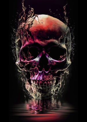 3D Skull Aesthetic: Dark Fantasy Art Print - Premium Wooden Framed Poster. Ready to Hang.