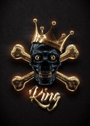 King Skull: Dark Royalty Artwork - Premium Wooden Framed Poster. Ready to Hang.