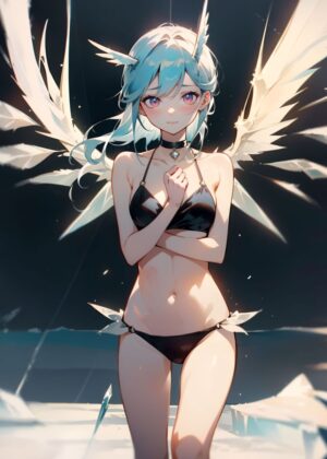 Celestial Beauty: An Angelic Anime Girl Artwork - Premium Wooden Framed Poster. Ready to Hang.