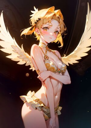 Celestial Beauty: An Angelic Artwork - Premium Wooden Framed Poster. Ready to Hang.