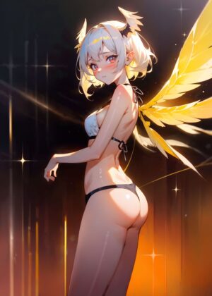 Angelic Beauty: A Stunning Anime Artwork - Premium Wooden Framed Poster. Ready to Hang.
