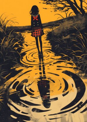 Melancholy Reflection: An Abstract Artwork - Premium Wooden Framed Poster. Ready to Hang.