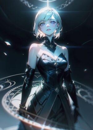 Cybernetic Maiden: Digital Fantasy Art Print - Premium Wooden Framed Poster. Ready to Hang.