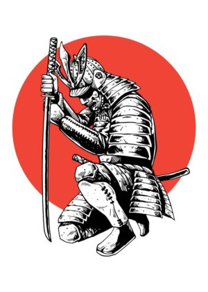 Samurai Warrior: A Japanese Art Print - Premium Wooden Framed Poster. Ready to Hang.