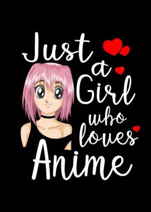 Anime Girl: A Cute and Passionate Design - Premium Wooden Framed Poster. Ready to Hang.