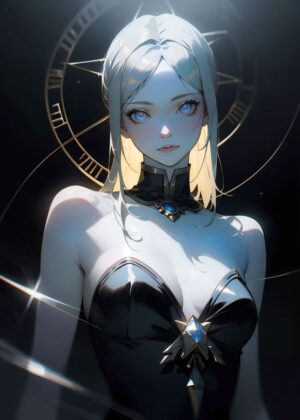 Starlight Maiden: A Breathtaking Fantasy Art Print - Premium Wooden Framed Poster. Ready to Hang.