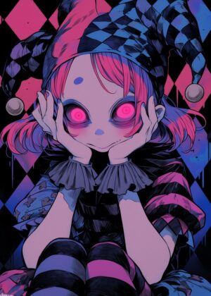 Jester Core: Dark Fantasy Art Print - Premium Wooden Framed Poster. Ready to Hang.