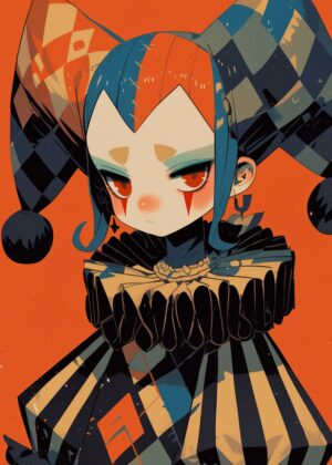 Jester Core: Whimsical Digital Art Print - Premium Wooden Framed Poster. Ready to Hang.