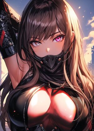 Stunning Cyberninja Artwork: Digital Painting - Premium Wooden Framed Poster. Ready to Hang.