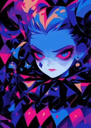 Jester Core: Neon Dreams - Premium Wooden Framed Poster. Ready to Hang.
