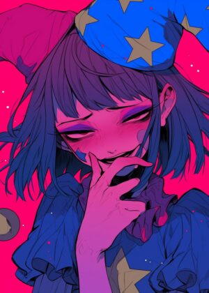 Jester Core: Vibrant Anime Art Print - Premium Wooden Framed Poster. Ready to Hang.