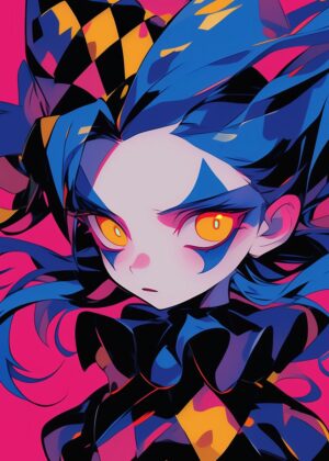 Jester Core: Vibrant Anime Art Print - Premium Wooden Framed Poster. Ready to Hang.