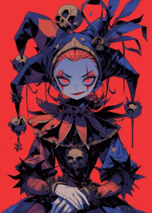 Jester Core: Dark Fantasy Art Print - Premium Wooden Framed Poster. Ready to Hang.