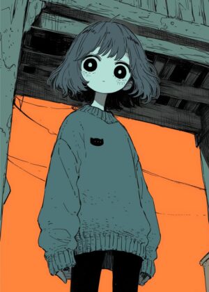 Abnormal Core: Melancholy Girl Artwork Print - Premium Wooden Framed Poster. Ready to Hang.