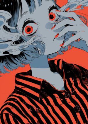 Abnormal Core: Stylized Anime Girl Artwork Print - Premium Wooden Framed Poster. Ready to Hang.
