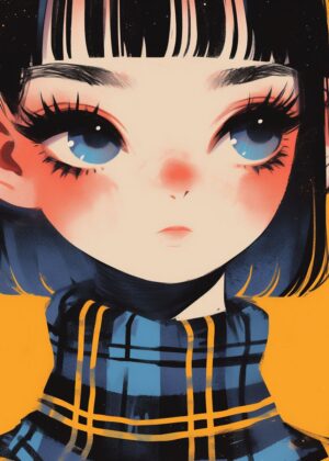 Abnormal Core: Whimsical Anime Girl Art Print - Premium Wooden Framed Poster. Ready to Hang.