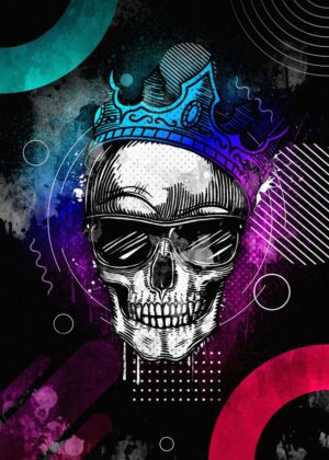 Skull Crown: A Grunge-Style Masterpiece - Premium Wooden Framed Poster. Ready to Hang.
