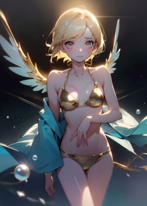 Angelic Anime Girl Art Print - Premium Wooden Framed Poster. Ready to Hang.