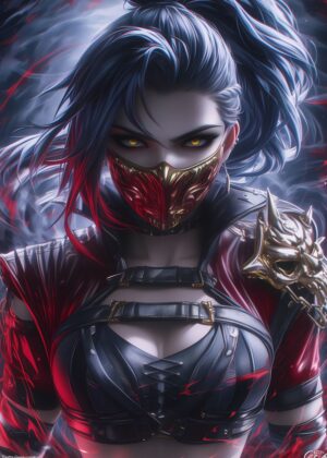 Dark Gaming Sexy Girl Art Print - Premium Wooden Framed Poster. Ready to Hang.