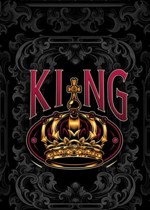 Regal King Crown Artwork: Vintage Design - Premium Wooden Framed Poster. Ready to Hang.