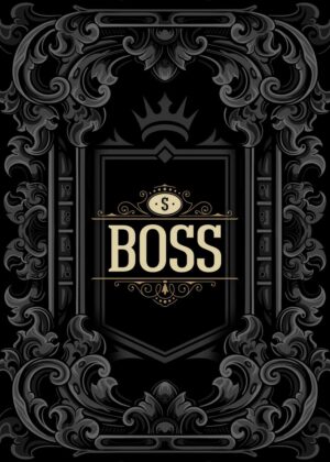 Ornate Boss Art: Vintage Design Print - Premium Wooden Framed Poster. Ready to Hang.