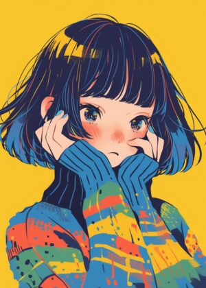 Vibrant Anime Girl Art Print: An Abnormal Core - Premium Wooden Framed Poster. Ready to Hang.