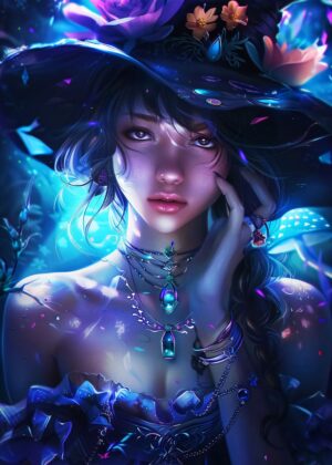 The Enchanting Witch: Fantasy Art Print - Premium Wooden Framed Poster. Ready to Hang.