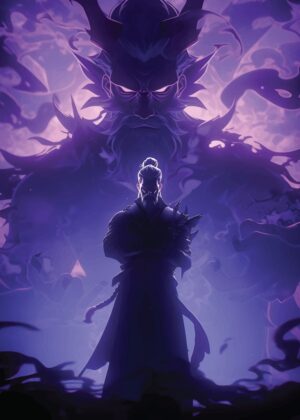 Warrior Anime: Shadow of the Oni - Premium Wooden Framed Poster. Ready to Hang.