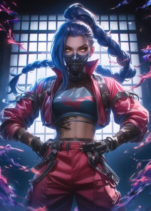 Dark Gaming Sexy Girl Art Print - Premium Wooden Framed Poster. Ready to Hang.