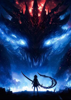 Anime Demons Born: A Dark Fantasy Artwork - Premium Wooden Framed Poster. Ready to Hang.