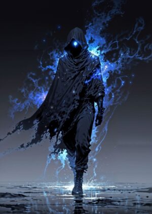 Shadow Assassin: Dark Fantasy Art Print - Premium Wooden Framed Poster. Ready to Hang.
