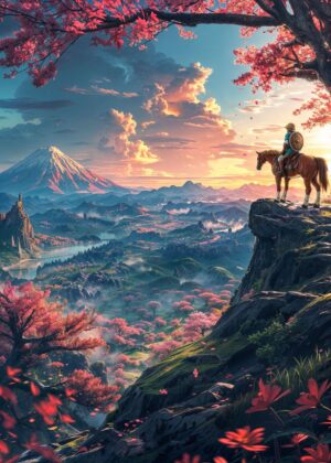 Autumn Ride: A Breathtaking Fantasy Landscape - Premium Wooden Framed Poster. Ready to Hang.