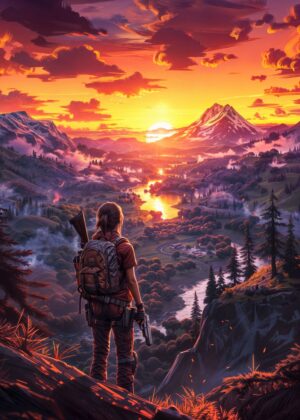 Epic Sunset Adventure: A Breathtaking Landscape - Premium Wooden Framed Poster. Ready to Hang.