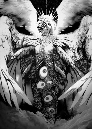 Celestial Being: A Dark Angel Artwork - Premium Wooden Framed Poster. Ready to Hang.
