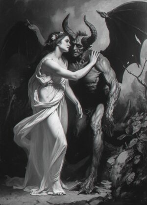 The Beauty and the Beast: A Dark Romantic Masterpiece - Premium Wooden Framed Poster. Ready to Hang.