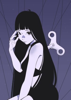 Melancholy Anime Girl Art Print - Premium Wooden Framed Poster. Ready to Hang.