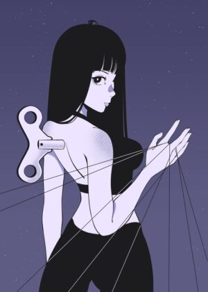 Bittersweet Nights: Anime Girl Art Print - Premium Wooden Framed Poster. Ready to Hang.