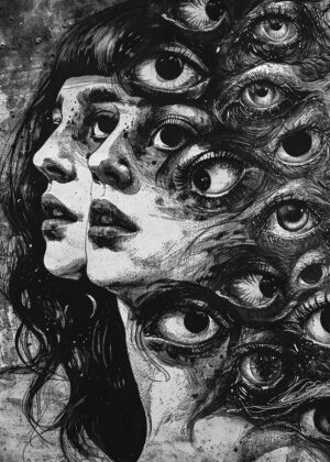Who Am I? A Surreal Exploration of Identity - Premium Wooden Framed Poster. Ready to Hang.