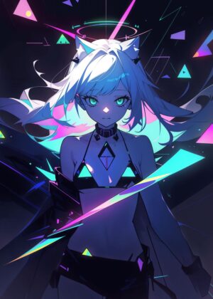 Mystic Entity: Neon Dreams - Premium Wooden Framed Poster. Ready to Hang.