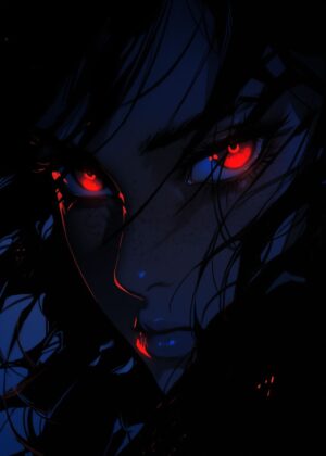 You Are Mine: Dark Anime Girl Art Print - Premium Wooden Framed Poster. Ready to Hang.