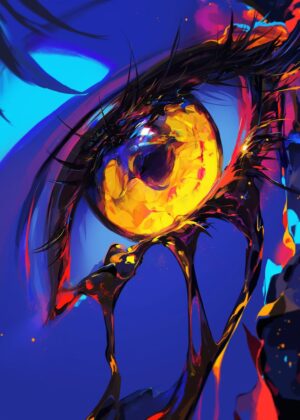 Golden Eye: Vibrant Abstract Art Print - Premium Wooden Framed Poster. Ready to Hang.