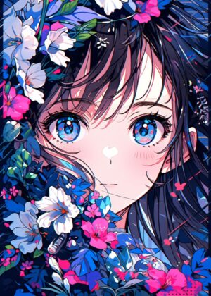 Enchanting Anime Fairy: A Dreamlike Digital Art Print - Premium Wooden Framed Poster. Ready to Hang.