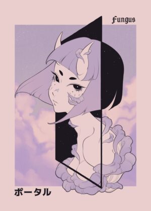 Ethereal Fungus Girl Art Print - Premium Wooden Framed Poster. Ready to Hang.