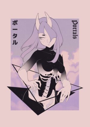 Cosmic Girl: A Surreal Art Print - Premium Wooden Framed Poster. Ready to Hang.