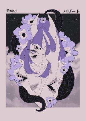 Mystical Creature Art Print: Danger - Premium Wooden Framed Poster. Ready to Hang.